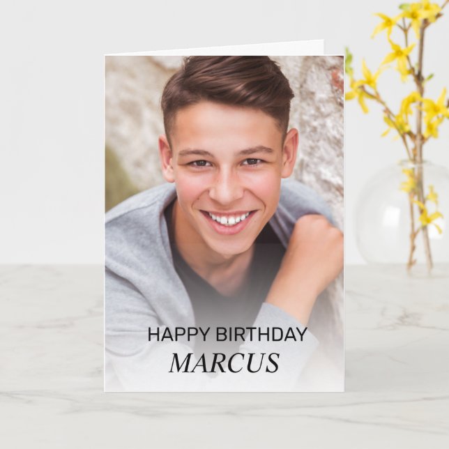 Teen Boy Happy Geburtstag Foto Eltern Geschwister Karte (Gelbe Blume)