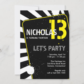 Teen Boy Party Einladung | Gelb