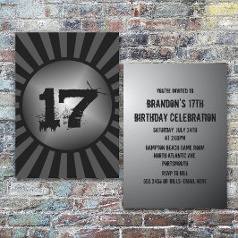 Teen Boys Black and Gray Custom Geburtstag Einladu Einladung