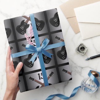 Teen Boys Electric Gitarre Black Geburtstagsgesche Geschenkpapier