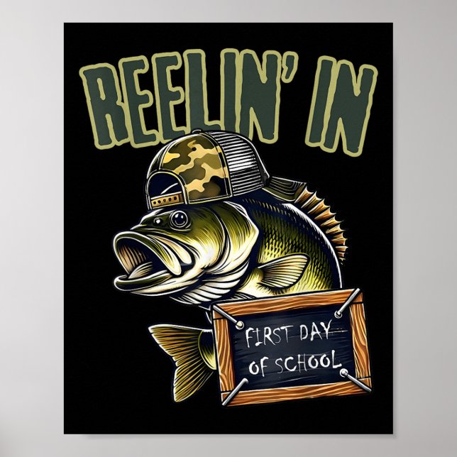 Teen Boys Fishing Reeling In First Day Of School B Poster (Vorne)