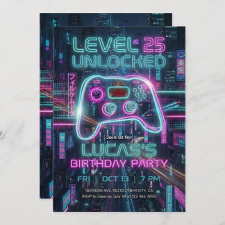Teen Gamer Birthday Invitation Cyberpunk Game  Einladung