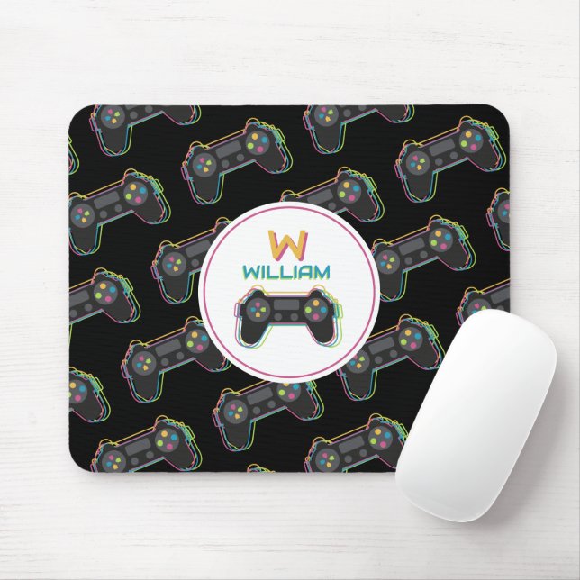 Teen Gaming Gamer Video Game Kids Monogram Mousepad (Mit Mouse)