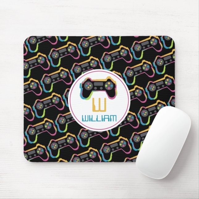 Teen Gaming Gamer Video Game Kids Monogram Mousepad (Mit Mouse)