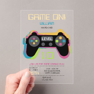 Teen Gaming Gamer Video Game Player Birthday Acryleinladungen