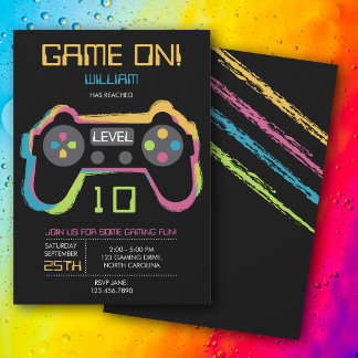 Teen Gaming Gamer Video Game Player Birthday Einladung