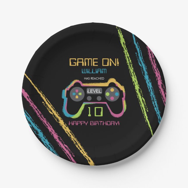 Teen Gaming Gamer Video Game Player Birthday Pappteller (Vorderseite)