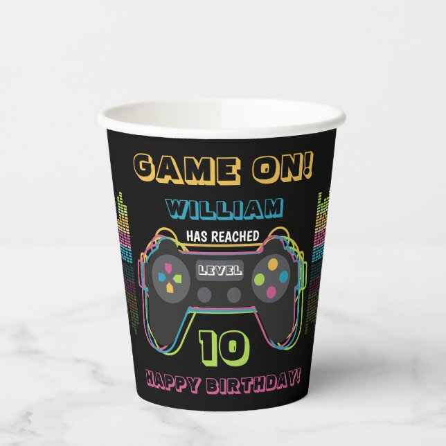 Teen Gaming Gamer Video Game Player Retro Birthday Pappbecher (Links)