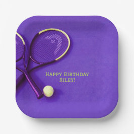 Teen Geburtstag Lila Court Rackets Tennis Ball Pappteller