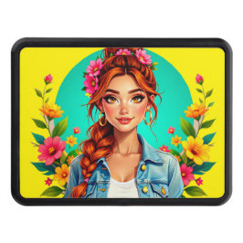 Teen Girl Ästhetik - Blumenportrait Cartoon Abschlepphaken Cover