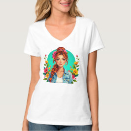 Teen Girl Ästhetik - Blumenportrait Cartoon T-Shirt