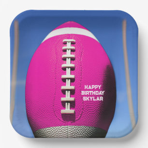 Teen Girl Blue Sky Goal Post Pink Football Pappteller