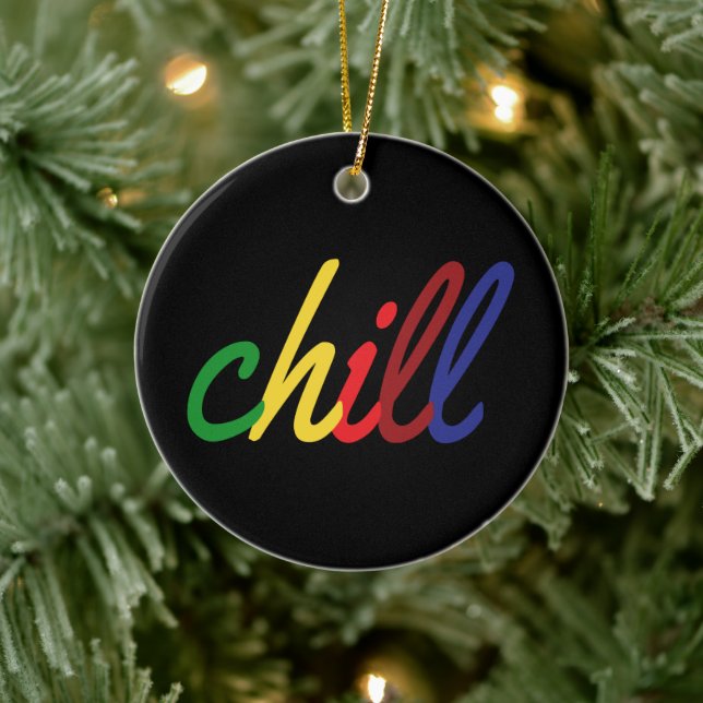 Teen Girl Chill Retro Colors Keramik Ornament (Baum)