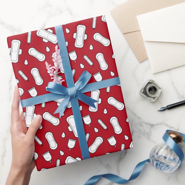 Teen Girl First Period Blood Red Menses Pads Geschenkpapier (Schenken)