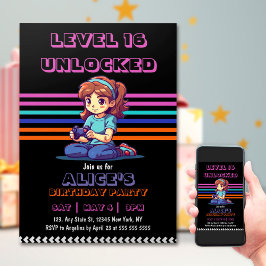 Teen Girl Gaming Video Game Geburtstag Einladung