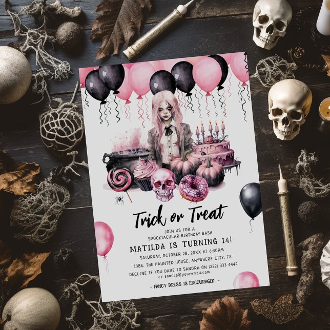 Teen Girl Halloween Spooktacular Birthday Bash Einladung (Von Creator hochgeladen)