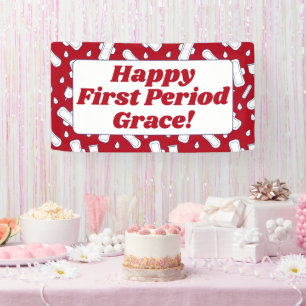 Teen Girl Happy erste Periode Red Menstrual Muster Banner