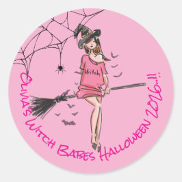 Teen Girl Hexe Babes Halloween-Party Runder Aufkleber
