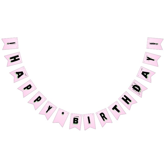 Teen Girl Pink Punk Letter Kindergeburtstag Wimpelkette (Alle)