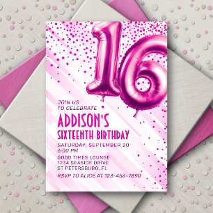 Teen Girls Pink 16. Geburtstag Einladung