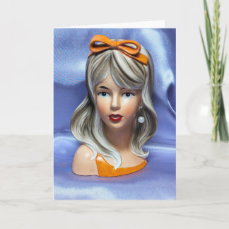 Teen Head Vase Orange Bow Mitte Jahrhundert Modern Karte