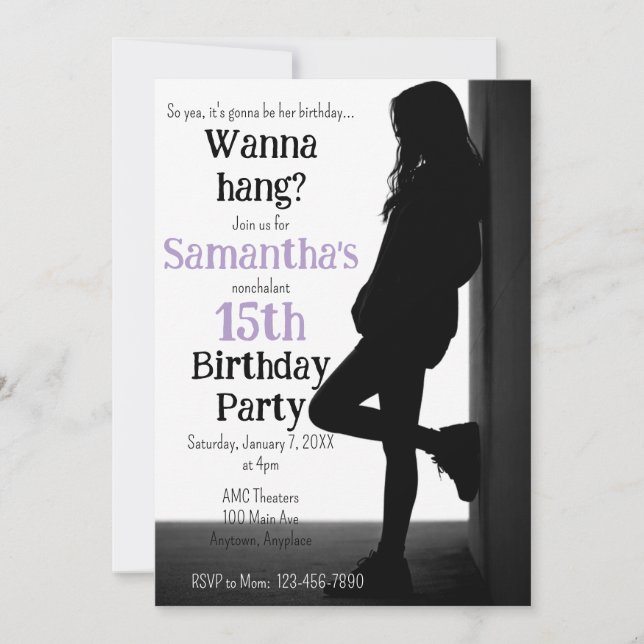Teen Nonchalant Birthday Party Invitation Einladung (Vorderseite)