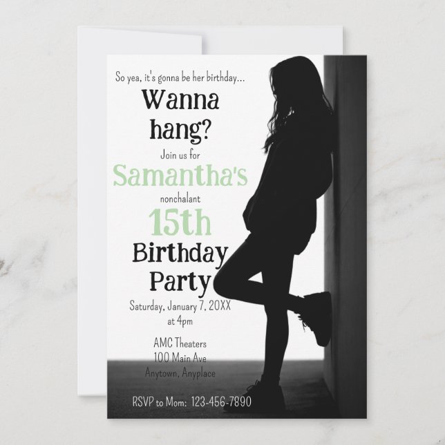 Teen Nonchalant Birthday Party Invitation Einladung (Vorderseite)
