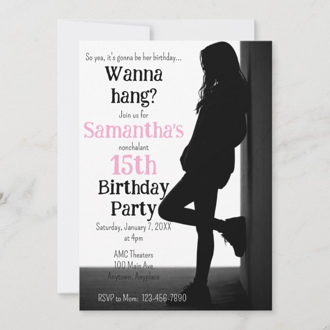Teen Nonchalant Birthday Party Invitation Einladung (Vorderseite)
