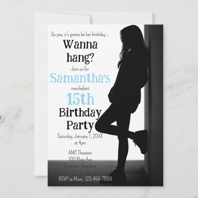 Teen Nonchalant Birthday Party Invitation Einladung (Vorderseite)