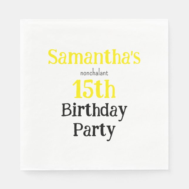 Teen Nonchalant Birthday Party Invitation Serviette (Vorderseite)