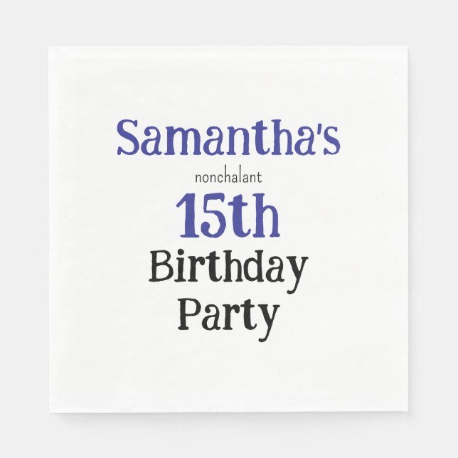 Teen Nonchalant Birthday Party Invitation Serviette (Vorderseite)