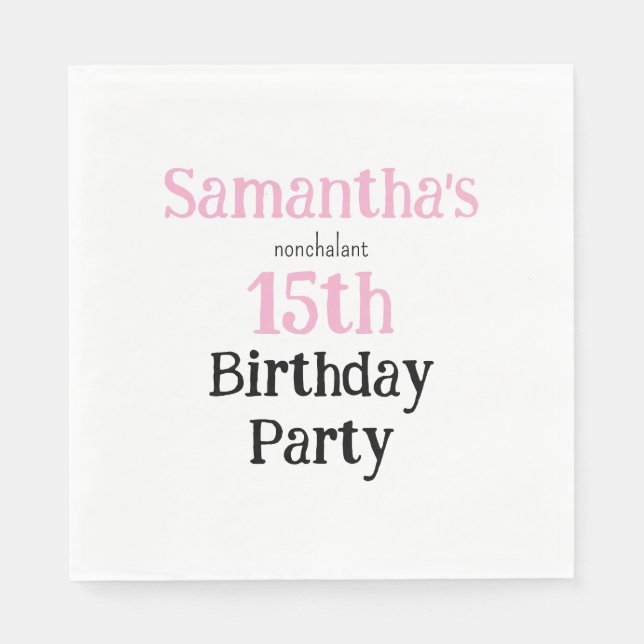 Teen Nonchalant Birthday Party Invitation Serviette (Vorderseite)