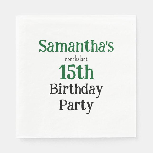 Teen Nonchalant Birthday Party Invitation Serviette (Vorderseite)