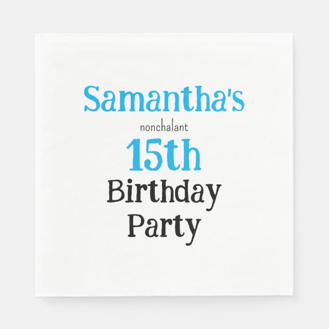 Teen Nonchalant Birthday Party Invitation Serviette (Vorderseite)