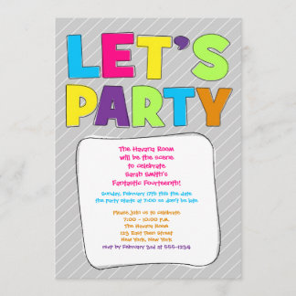 Teen Party Einladung - Lasst uns Party machen!