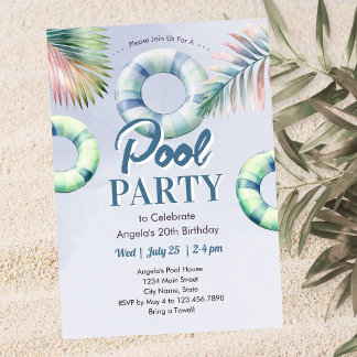 Teen-Poolparty-Geburtstagseinladung Einladung