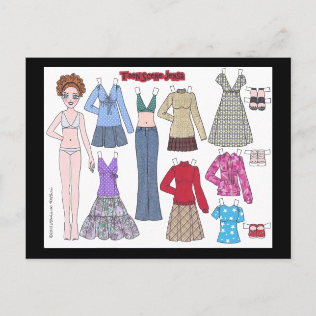 Teen Scene Jensa Paper Doll Postcard Postkarte (Vorderseite)