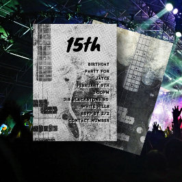 Teen Son Birthday Grunge Guitar Einladung