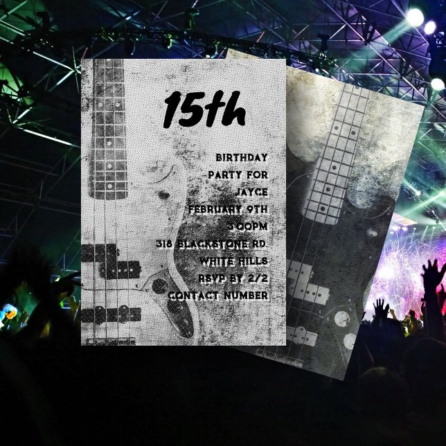 Teen Son Birthday Grunge Guitar Einladung (Von Creator hochgeladen)