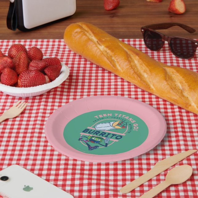 Teen Titans Go! Bestie Boy "Truth Justice Burrito" Pappteller (Picknick)