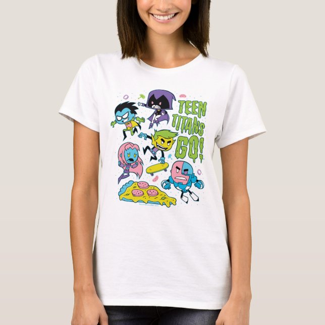 Teen Titans Go! | Pizza Graphic der frühen 90er Ja T-Shirt (Vorderseite)