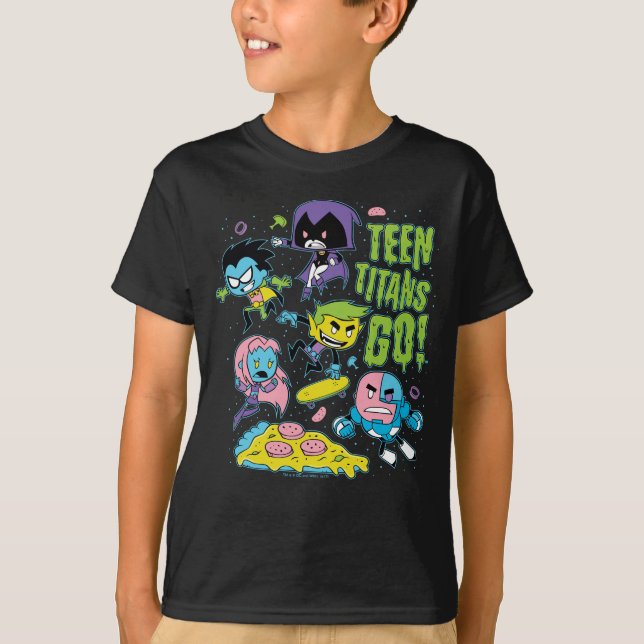 Teen Titans Go! | Pizza Graphic der frühen 90er Ja T-Shirt (Vorderseite)