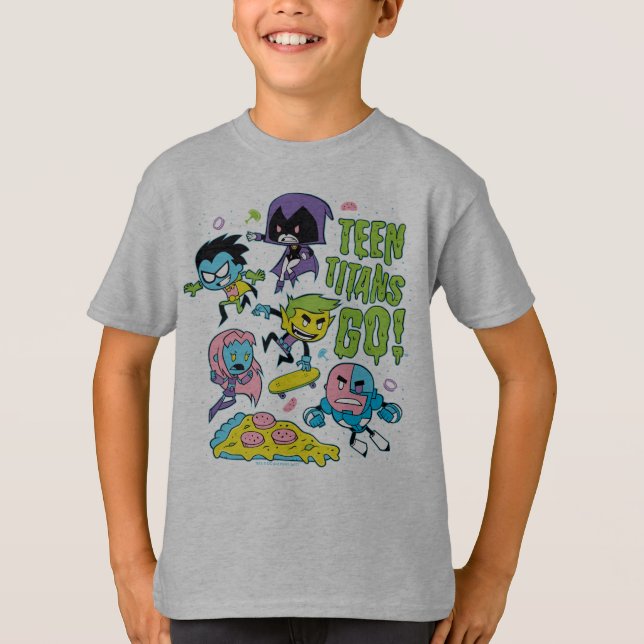 Teen Titans Go! | Pizza Graphic der frühen 90er Ja T-Shirt (Vorderseite)