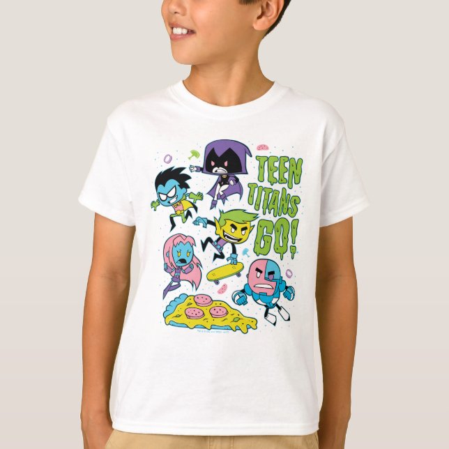 Teen Titans Go! | Pizza Graphic der frühen 90er Ja T-Shirt (Vorderseite)