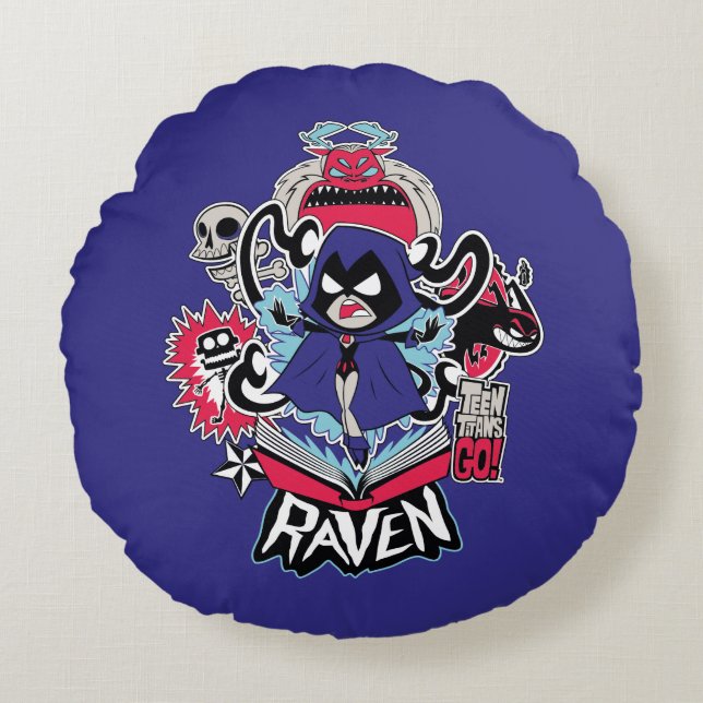 Teen Titans Go! Raven Demonic Powers Graphic Rundes Kissen (Vorderseite)