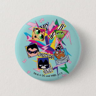 Teen Titans Go!   Retro 90's Group Collage Button