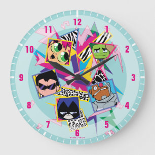 Teen Titans Go!   Retro 90's Group Collage Große Wanduhr