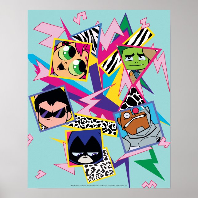 Teen Titans Go! | Retro 90's Group Collage Poster (Vorne)