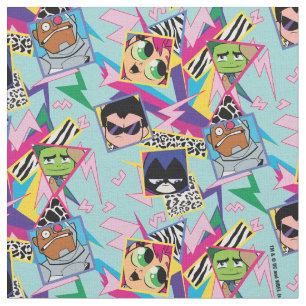 Teen Titans Go!   Retro 90's Group Collage Stoff