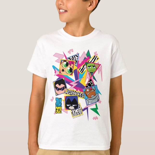 Teen Titans Go! | Retro 90's Group Collage T-Shirt (Vorderseite)